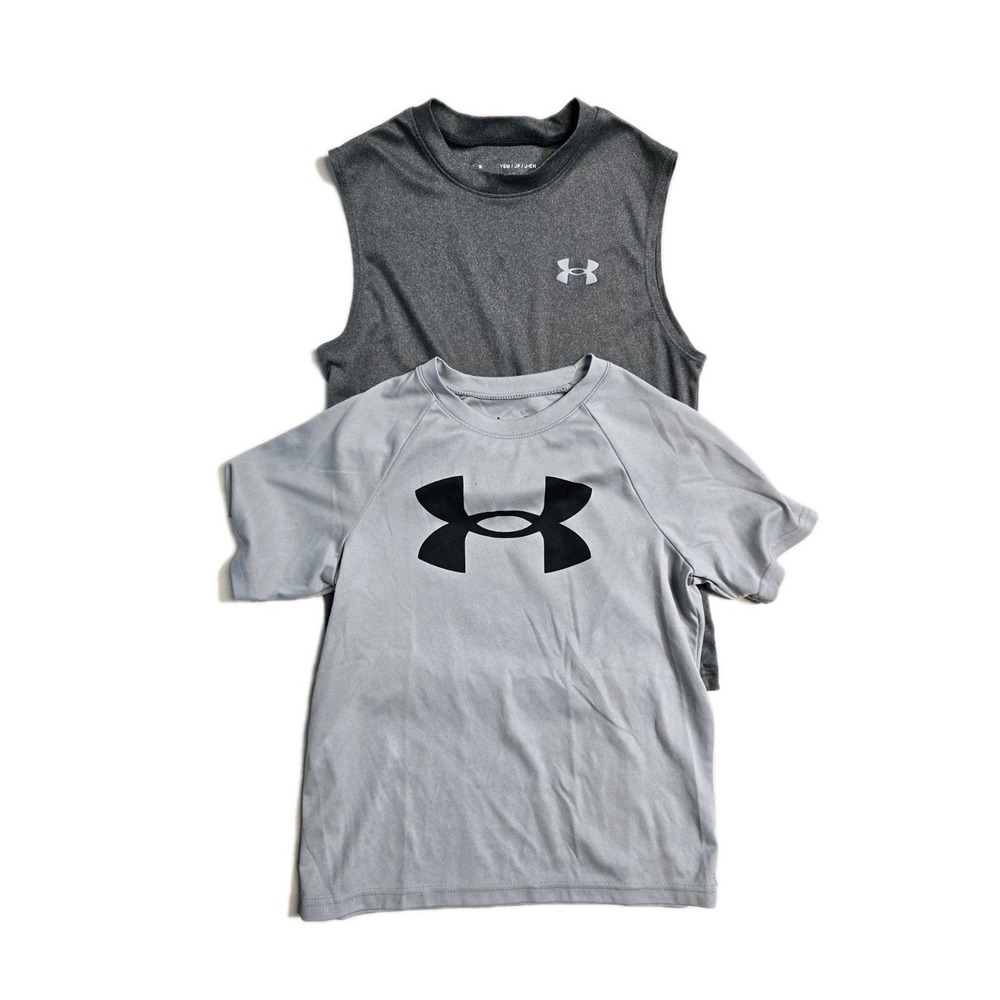 Under‎ Armour Boys Tshirt  Tank Gray S Youth  Lot Of 2